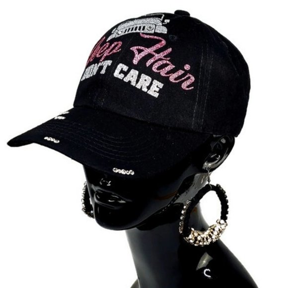 Jeep Hair Don't Care Black Baseball Adjustable Cap with Swarovski Crysta… - Picture 4 of 7